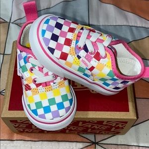 Rainbow checkerboard Vans